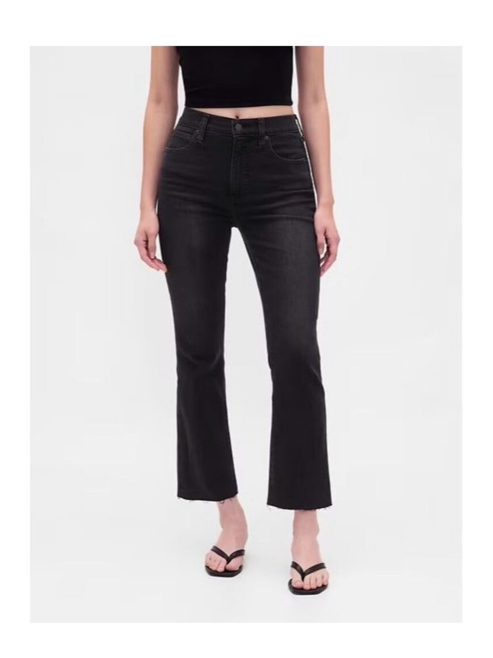 GAP Black High-Rise Cropped Flare Jeans